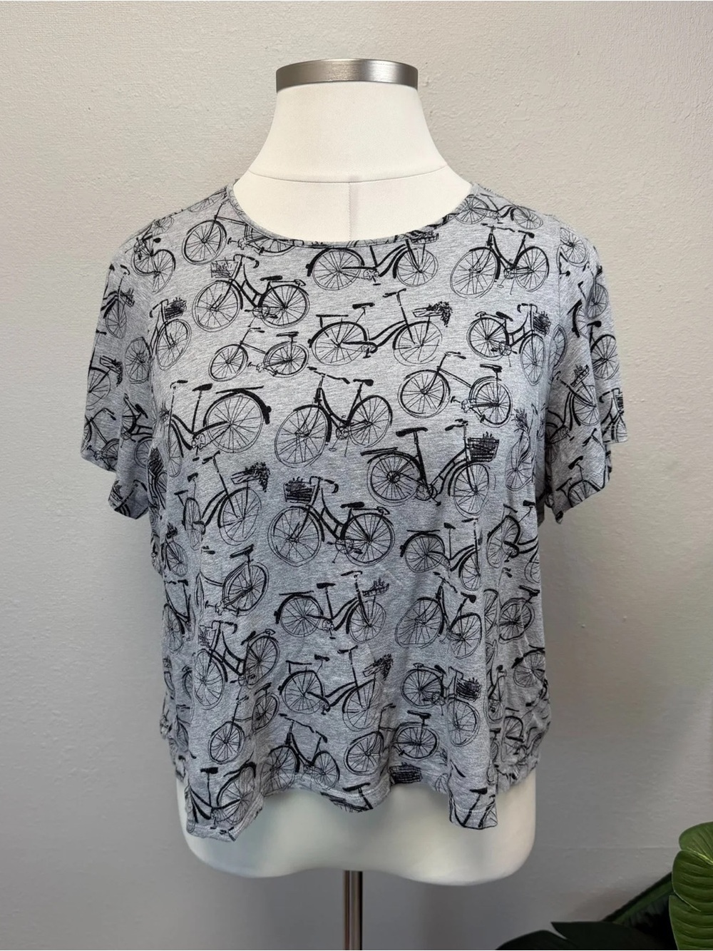 Anthropologie Grey Bicycle Cotton Blend T-Shirt - Size 2X